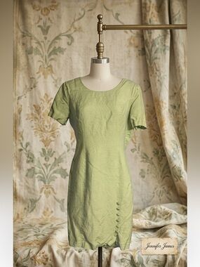VINTAGE Jennifer James Lime Green Dress (10)